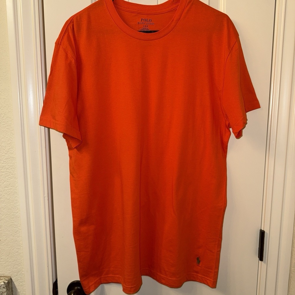 Polo Ralph Lauren T-Shirt Mens L Orange Green Pony Classic Fit Cotton Crew Neck